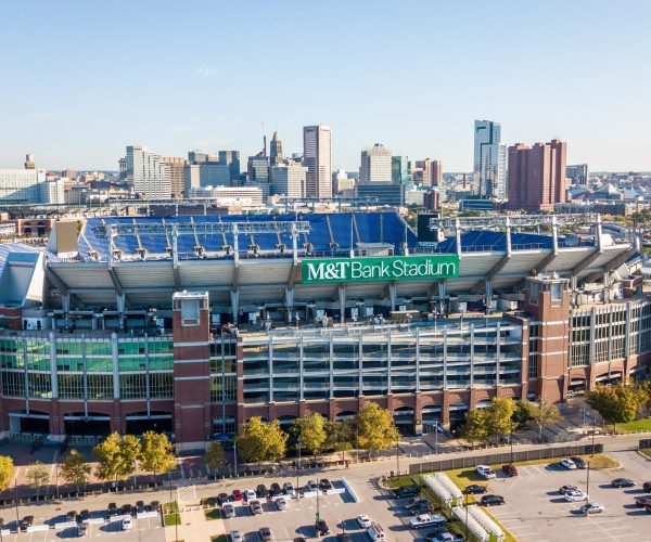 USA, Baltimore, October 2019: Ariel view on M&T Bank Stadium in Baltimore, Maryland